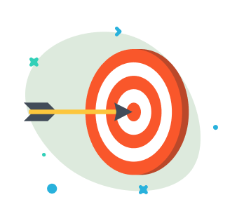 An illustration of an arrow hitting a bullseye.