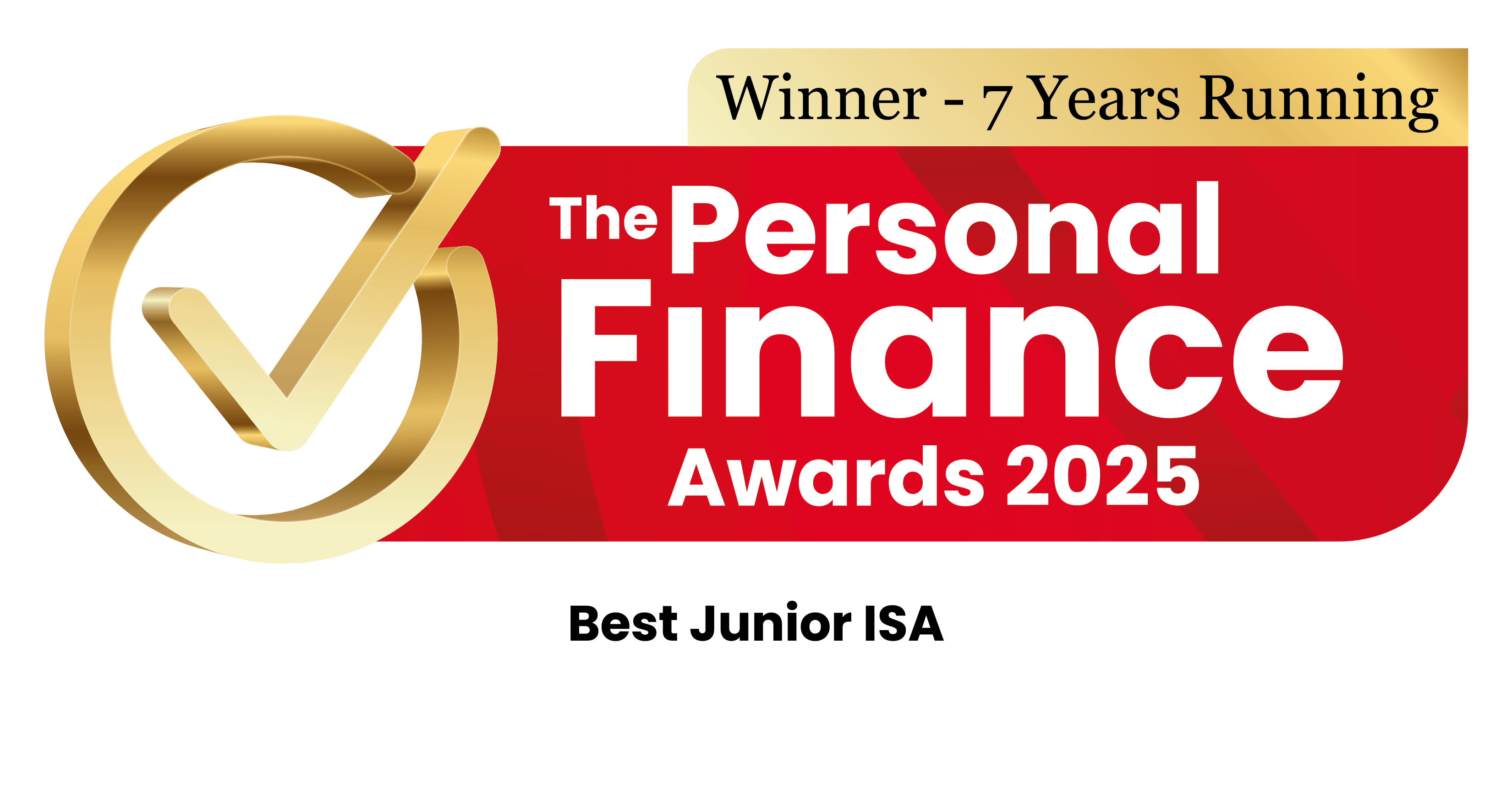 The Personal Finance Awards 2024/25 - Wealthify wins Best Junior ISA 6 years in a row.