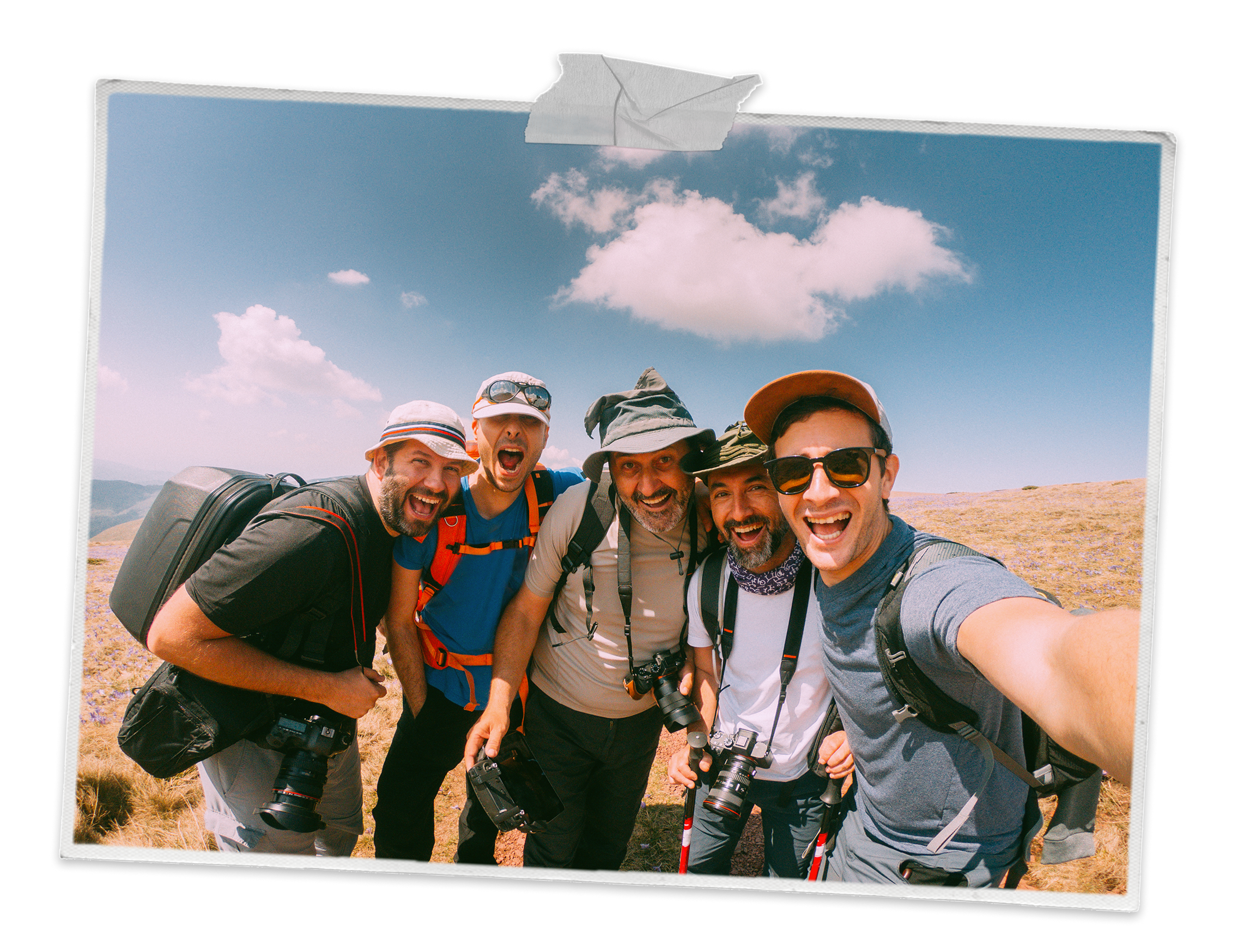 A group of male hikers