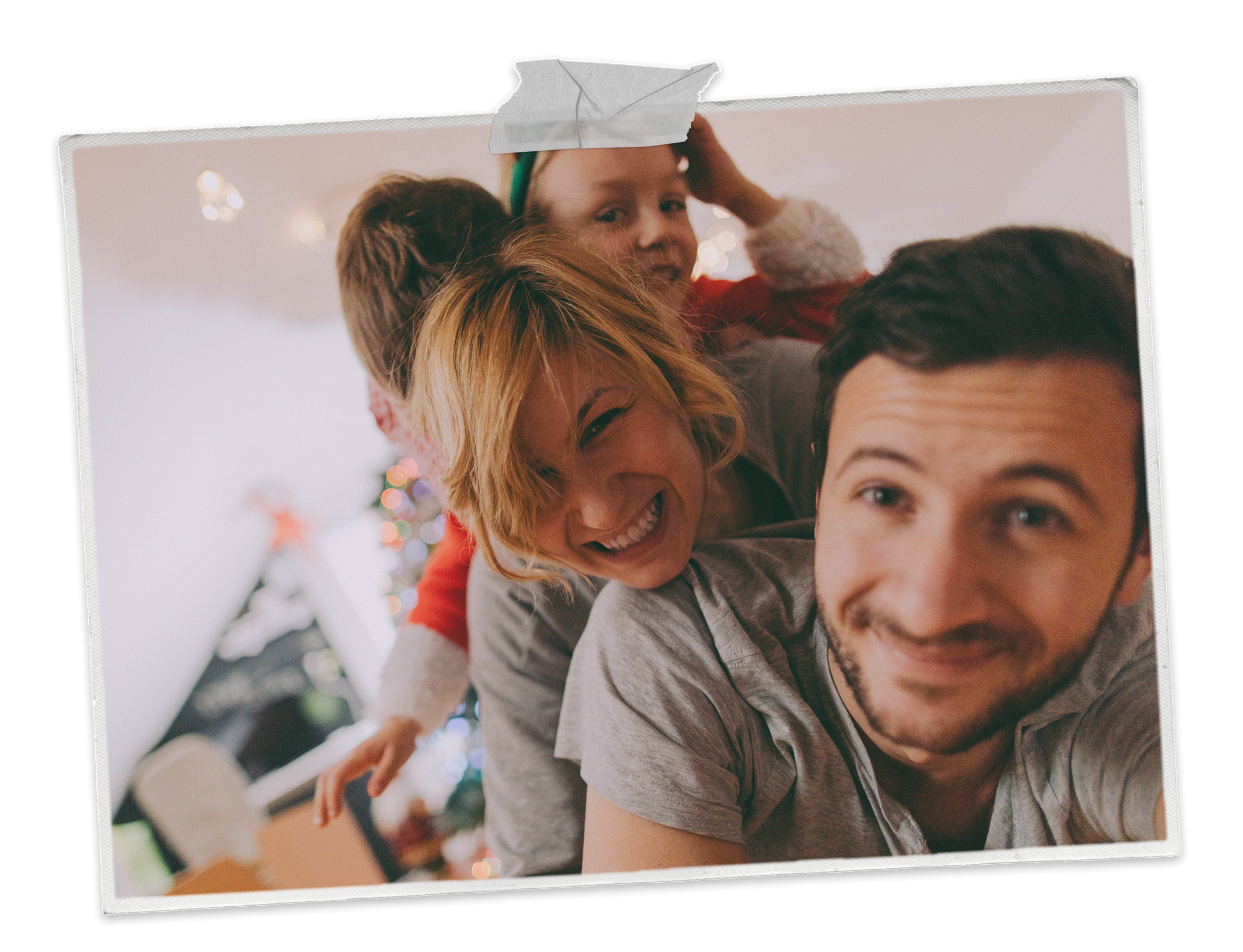 Young family being cheerful