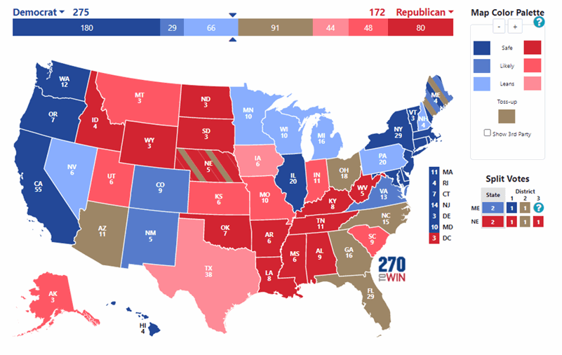US Map showing US states