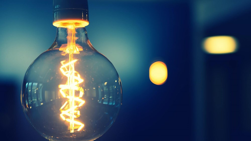Close up of light bulb with blurred background