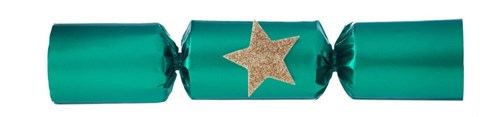 Green Christmas cracker with gold star