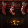 Christmas stockings on fireplace
