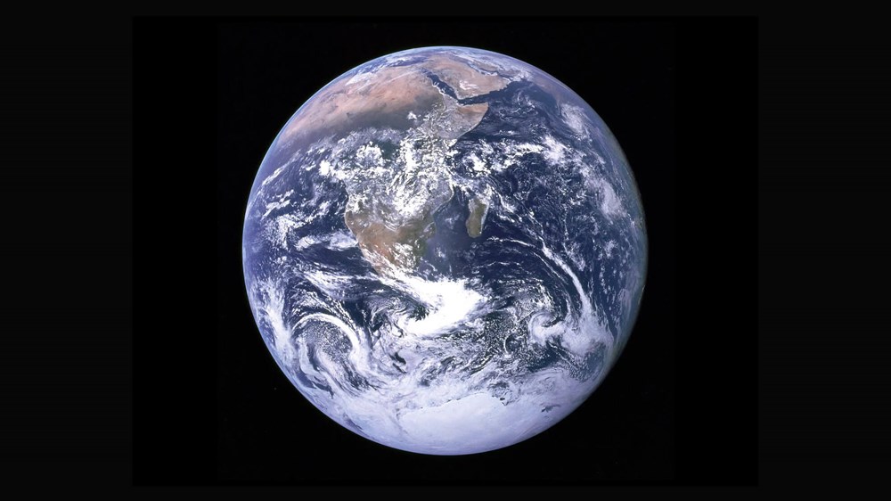 Photo of planet earth on a black background.