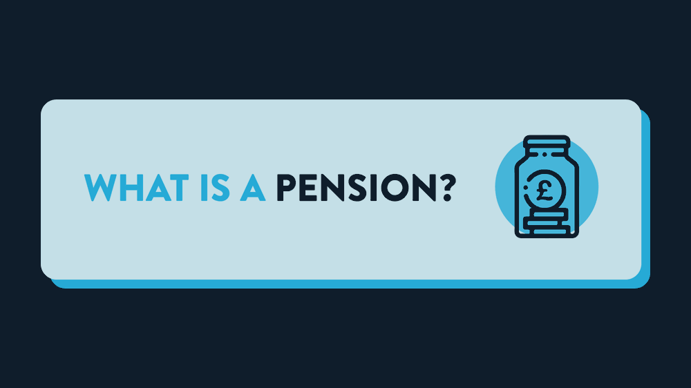 The words what is a pension next to an illustration of a money jar