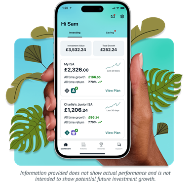 a screenshot example of a Wealthify ethical S&S ISA and Junior ISA plan