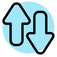 An icon of two arrows, one pointing up and one pointing down