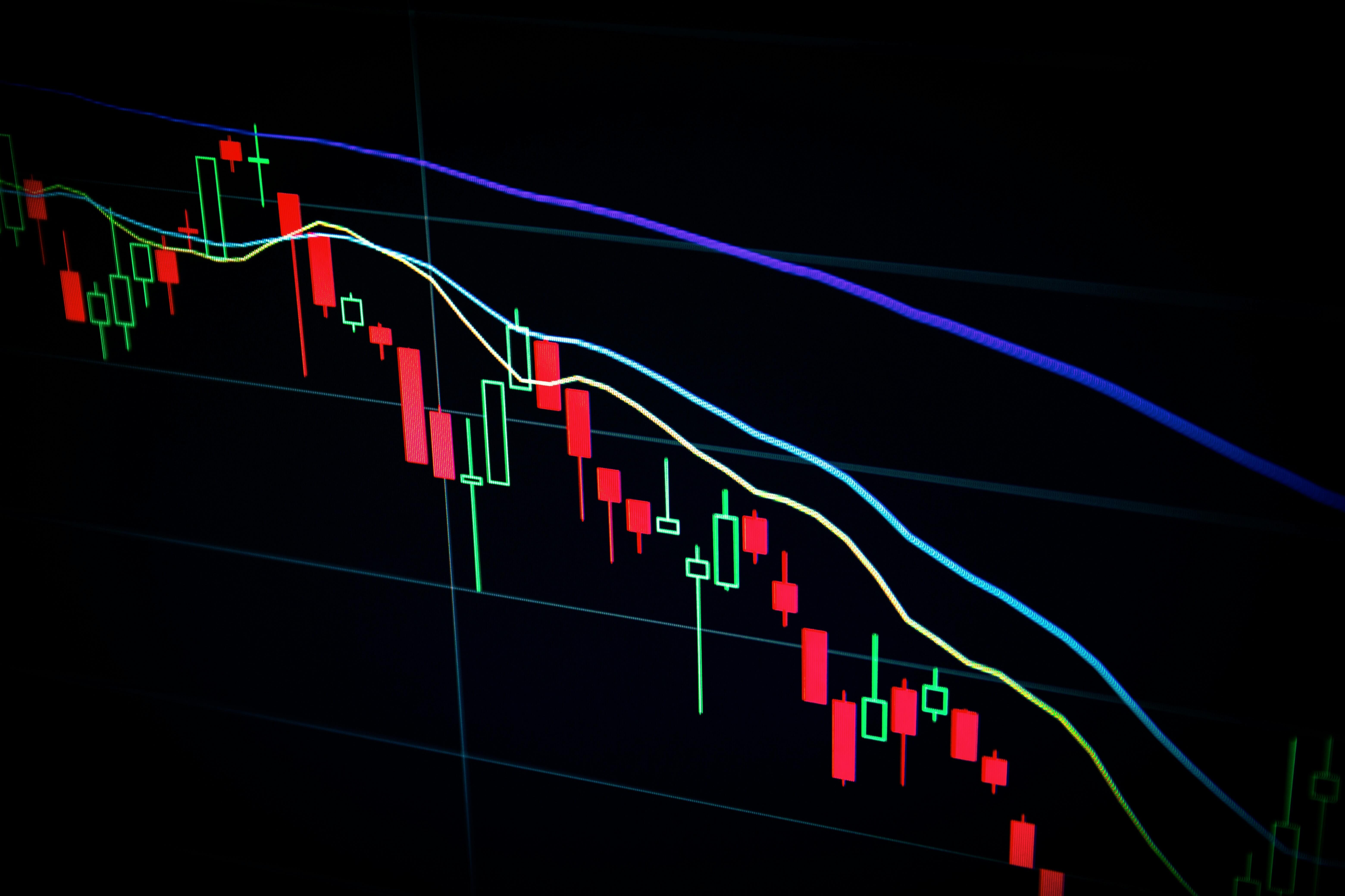 Close-up of a stock performance graph on a screen