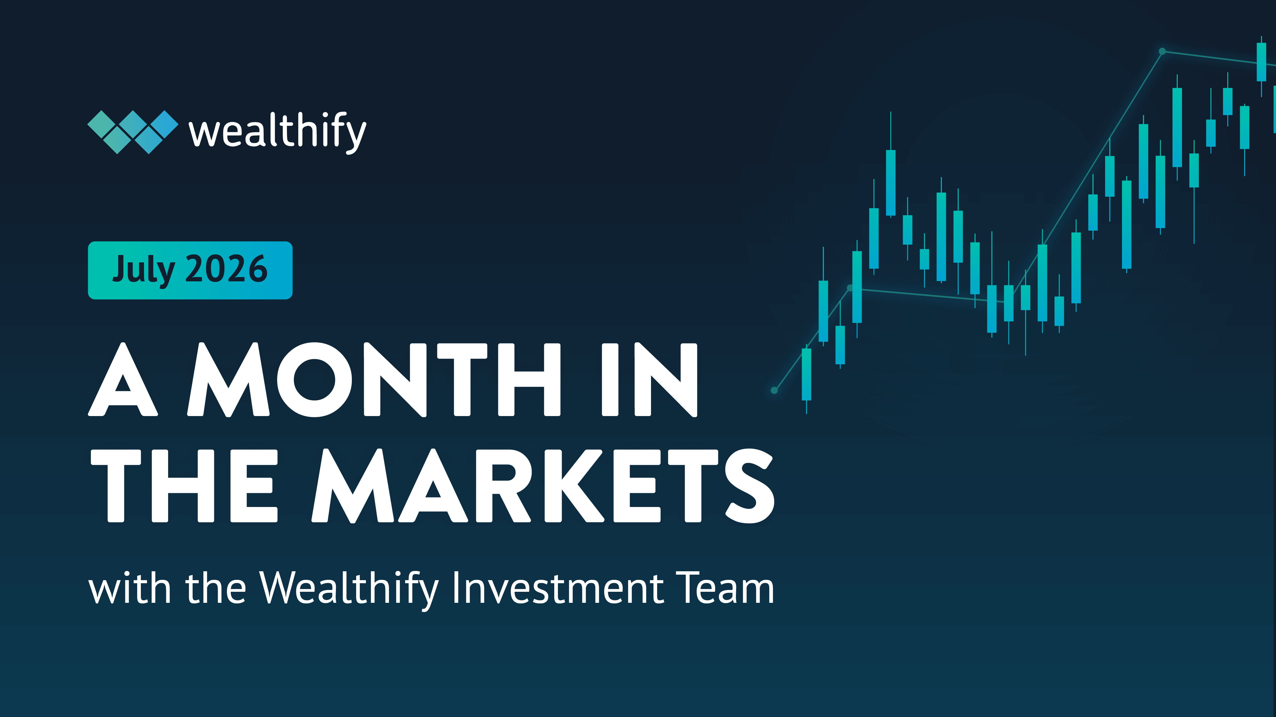 A title card that says 'a Month in the Markets: July 2026'